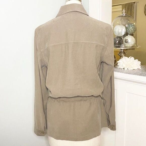 Max Studios Olive Green Soft Twill Utility Jacket Shacket - Picture 6 of 10